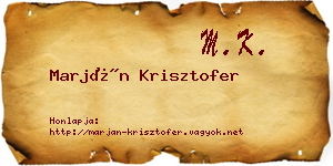 Marján Krisztofer névjegykártya
